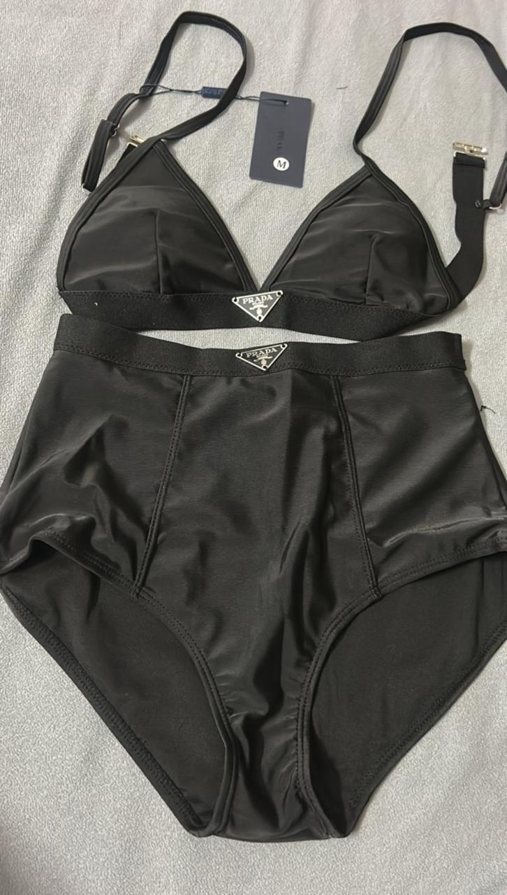 Prada Prada Re-Nylon Triangle Bikini Set with Triangle Logo