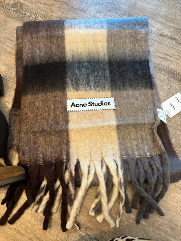 Acne Studios Acne Studios Brown Checked Mohair Scarf