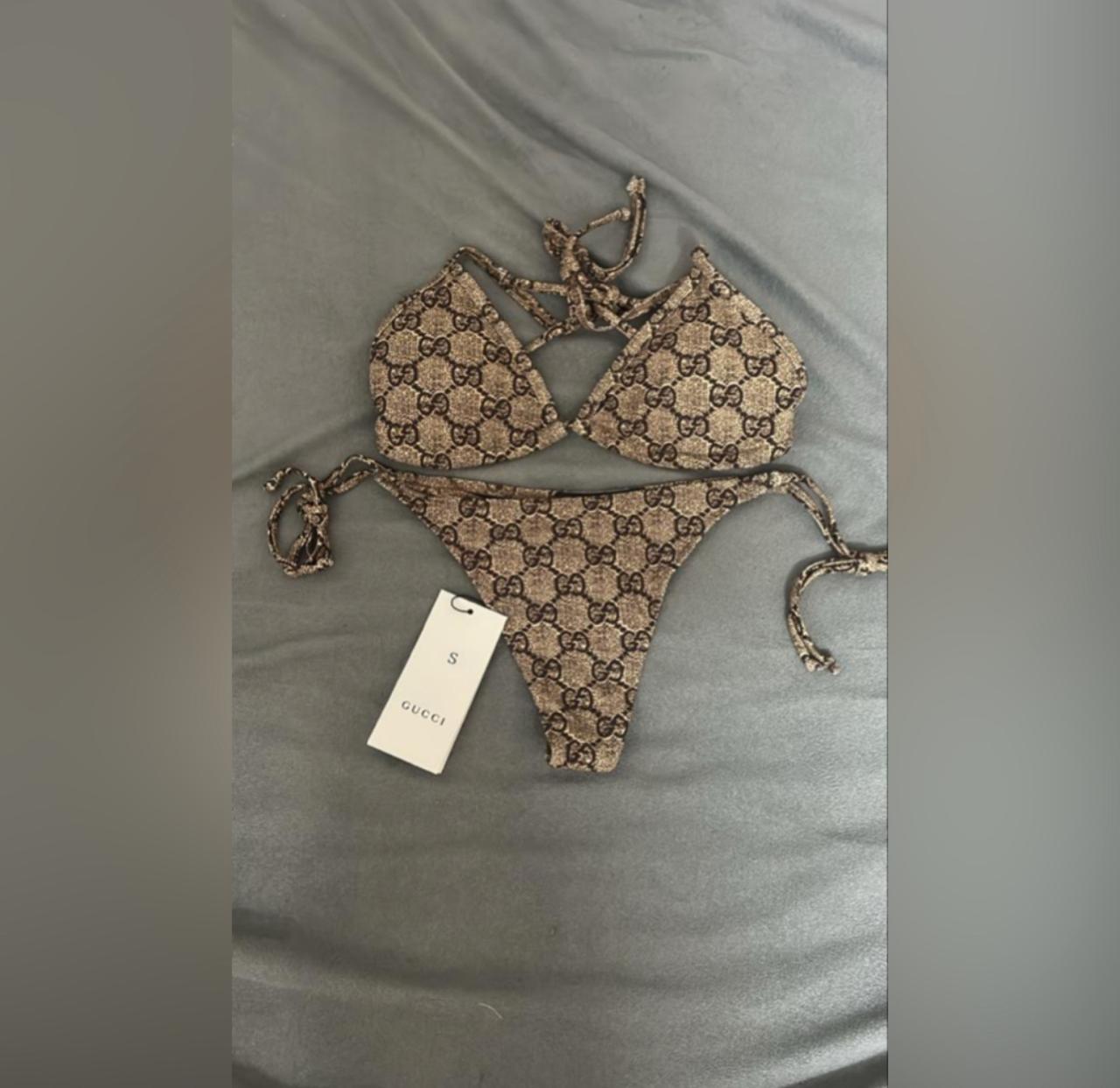 Gucci Gucci Beige GG Jacquard Triangle Bikini Set