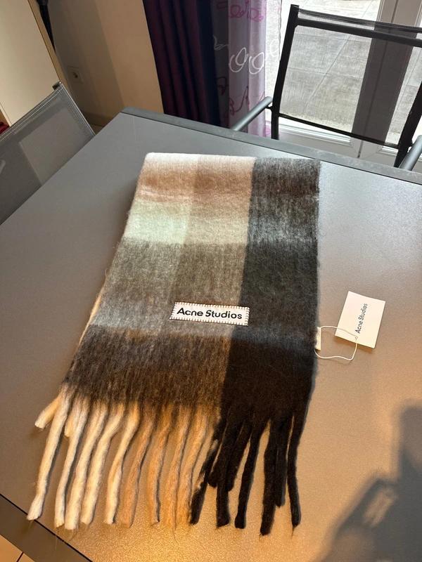 Acne Studios Acne Studios Grey and Black Checked Mohair Scarf