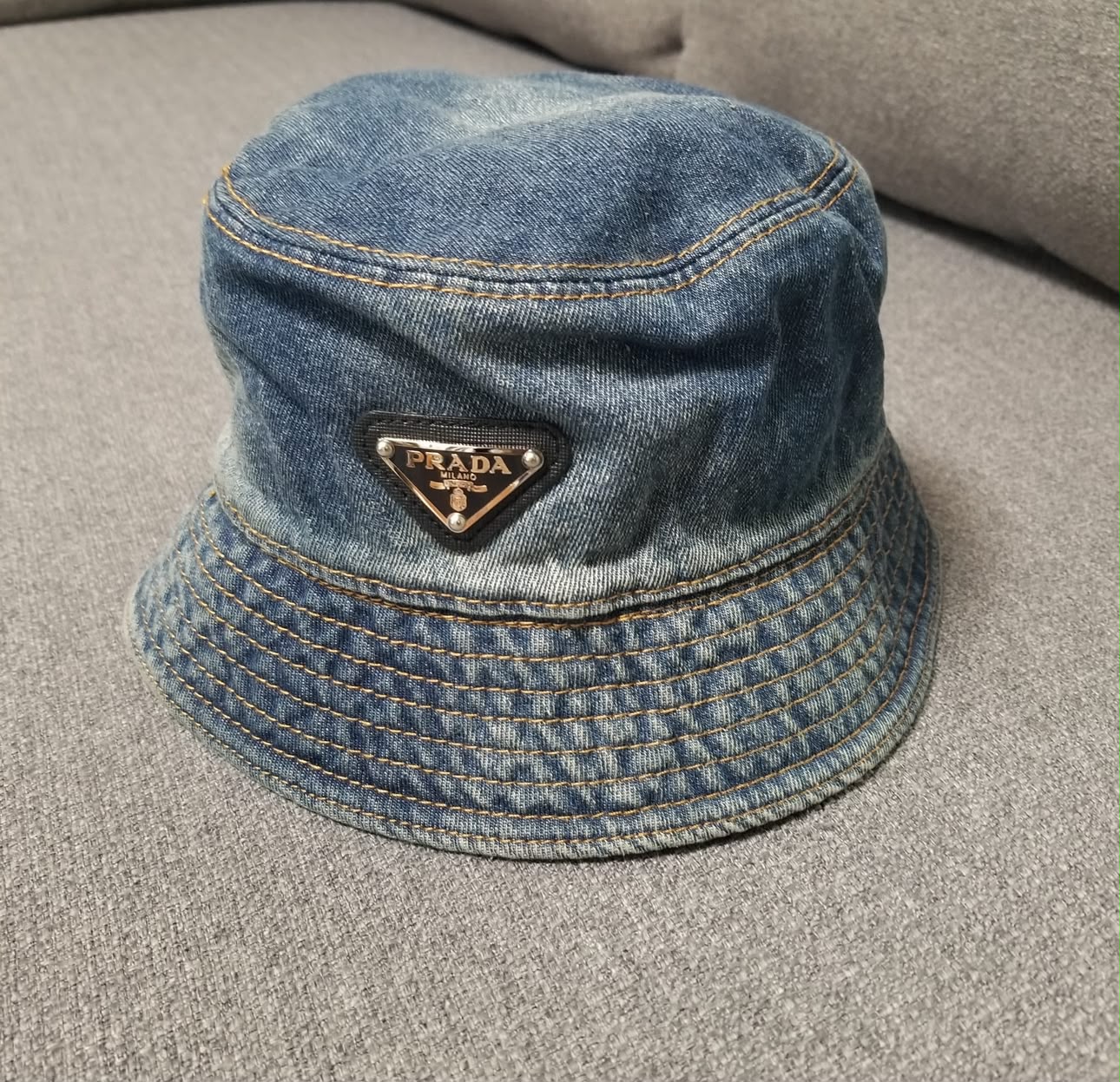 Prada Prada Washed Denim Bucket Hat
