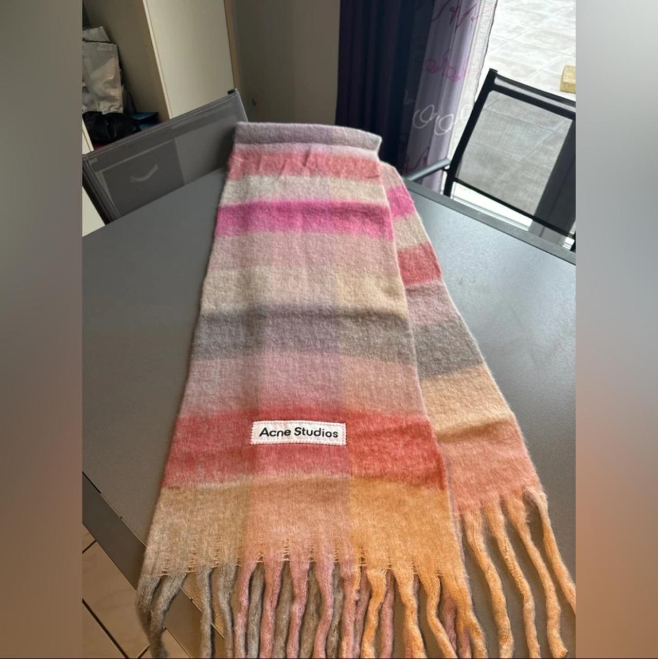 Acne Studios Acne Studios Pink and Orange Checked Mohair Scarf