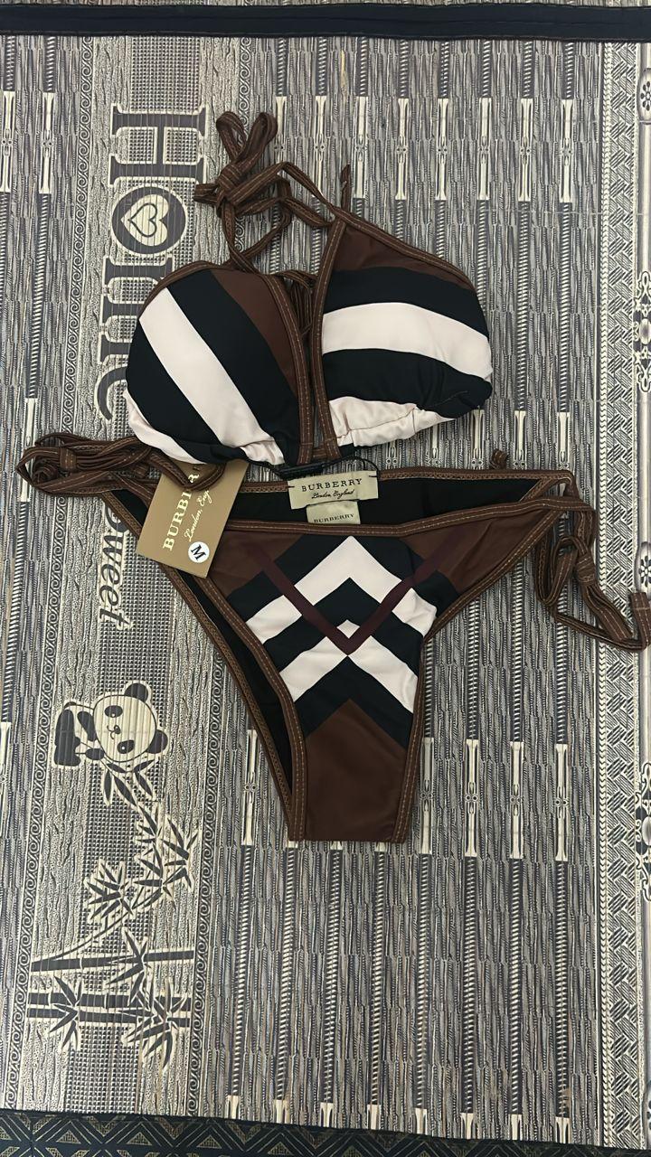Burberry Burberry Check Pattern Triangle Bikini Set