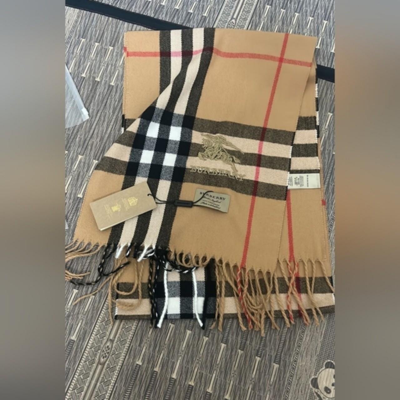 Burberry Burberry Giant Check Cashmere Scarf with Equestrian Knight Logo