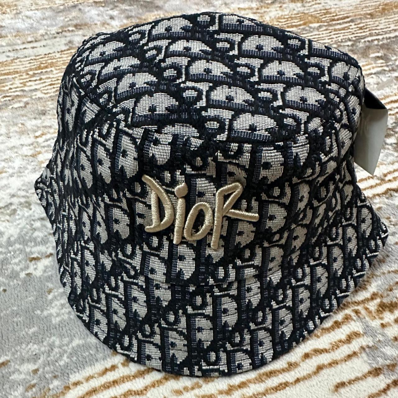 Dior Dior Black Oblique Bucket Hat with Embroidered Logo