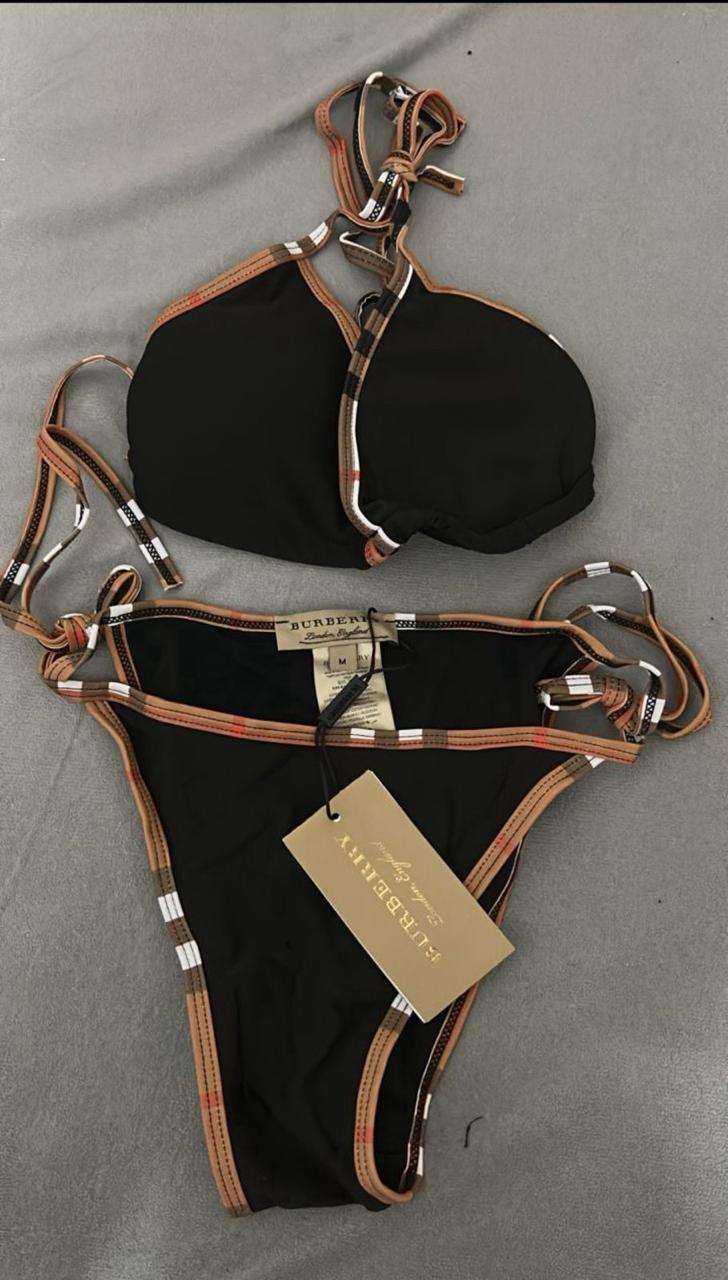 Burberry Black Check Trim Bikini Set thumbnail 2