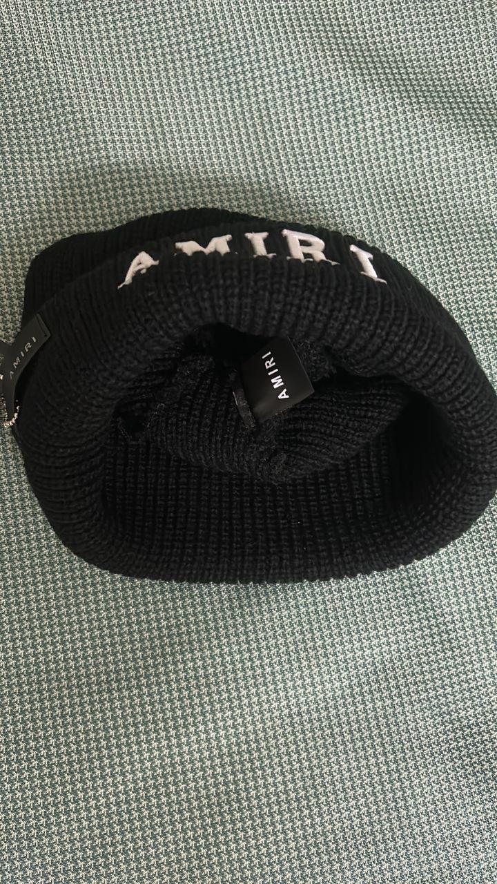 Amiri Black Knit Beanie with Embroidered Logo thumbnail 2