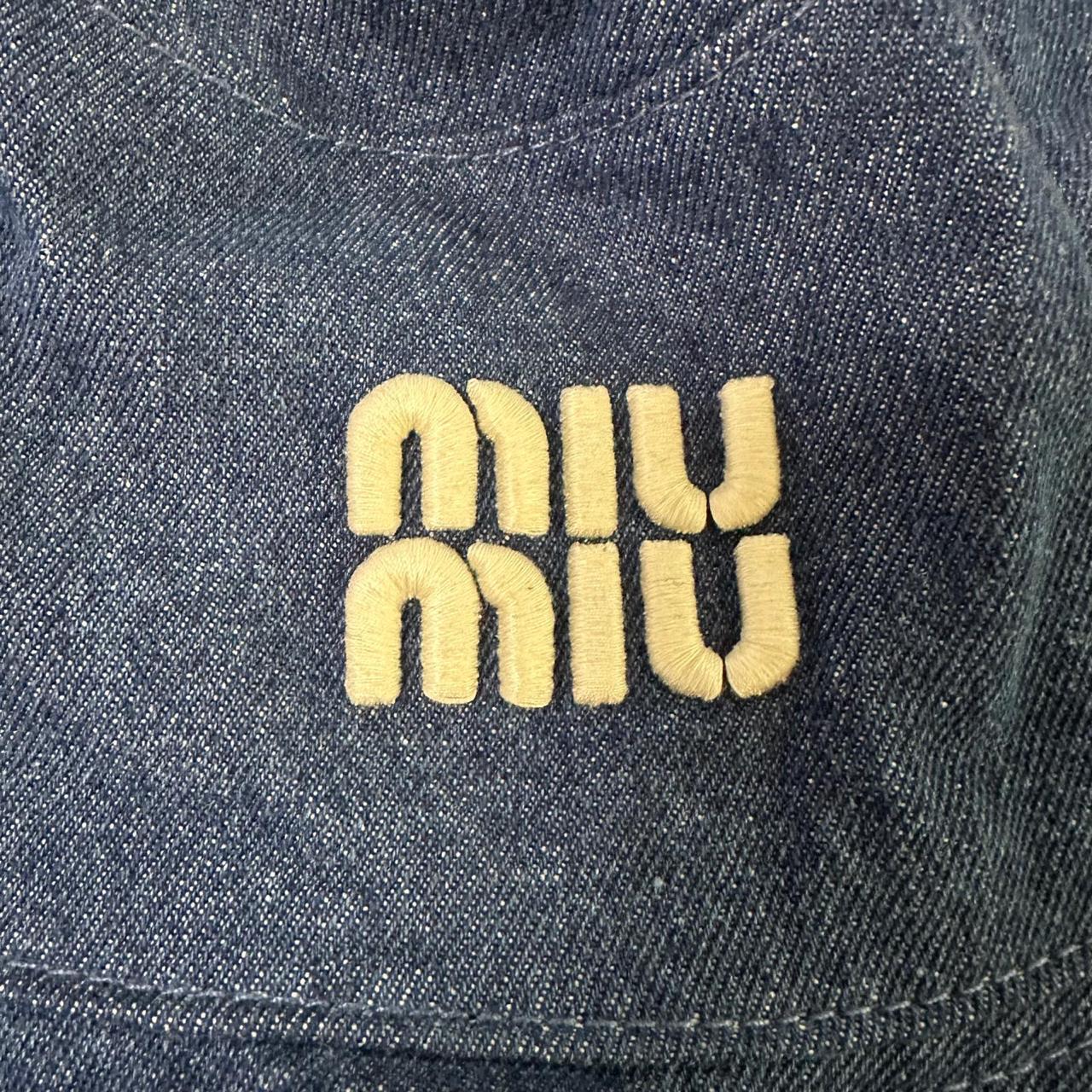 Miu Miu Blue Denim Bucket Hat with Embroidered Logo thumbnail 2