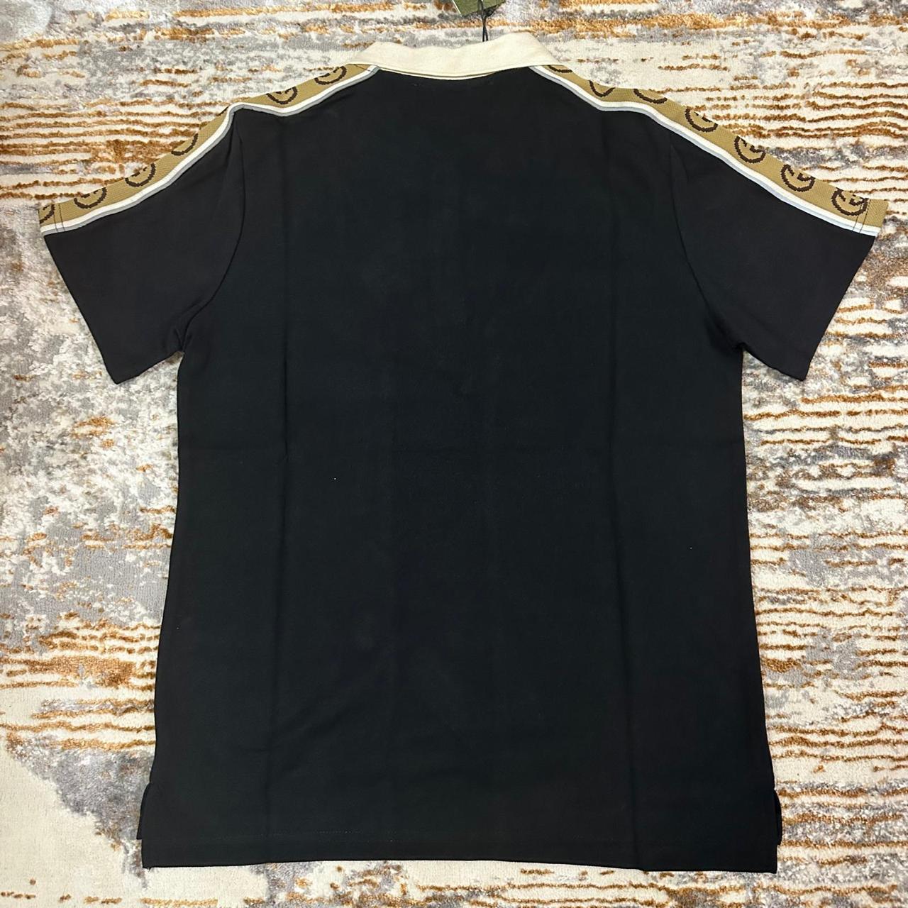 Gucci Black Cotton Polo Shirt with Interlocking GG Trim thumbnail 2