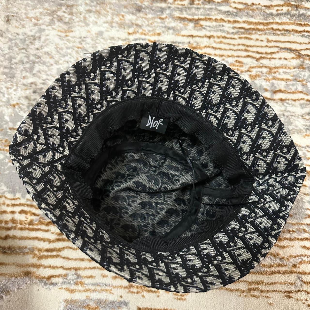 Dior Black Oblique Bucket Hat with Embroidered Logo thumbnail 2