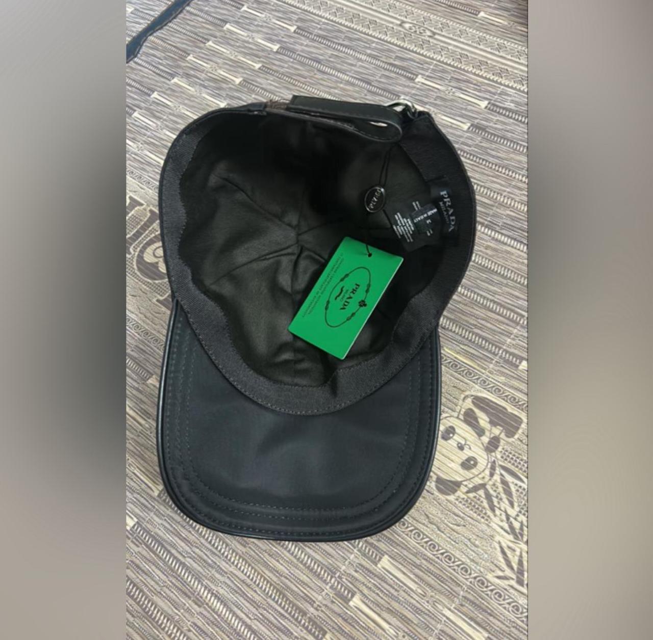 Prada Black Nylon Baseball Cap with Triangle Logo thumbnail 2