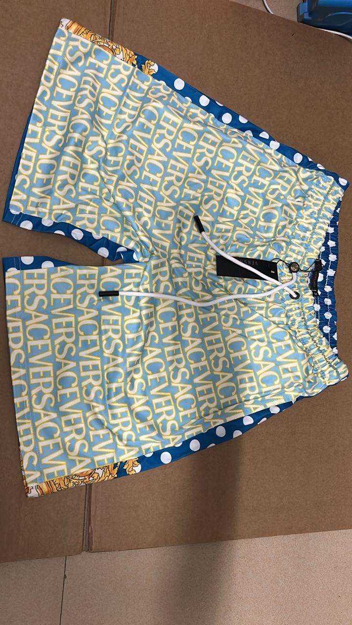 Versace Baroque Print Swim Shorts with Polka Dot Trim thumbnail 2