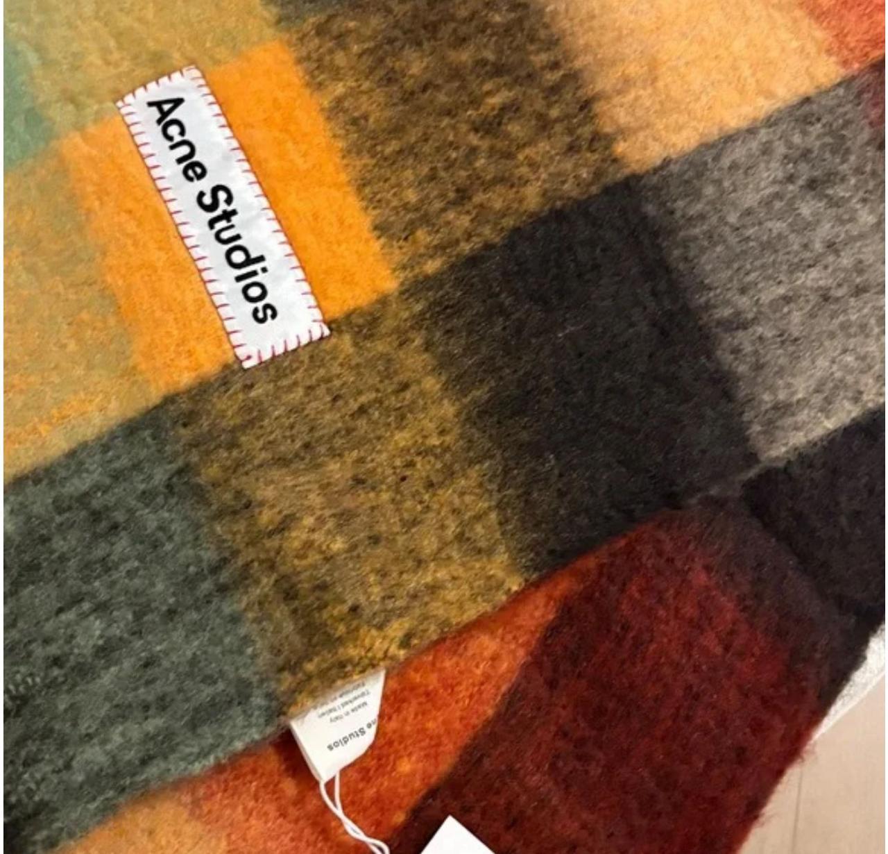 Acne Studios Multicolor Checked Wool Scarf thumbnail 2