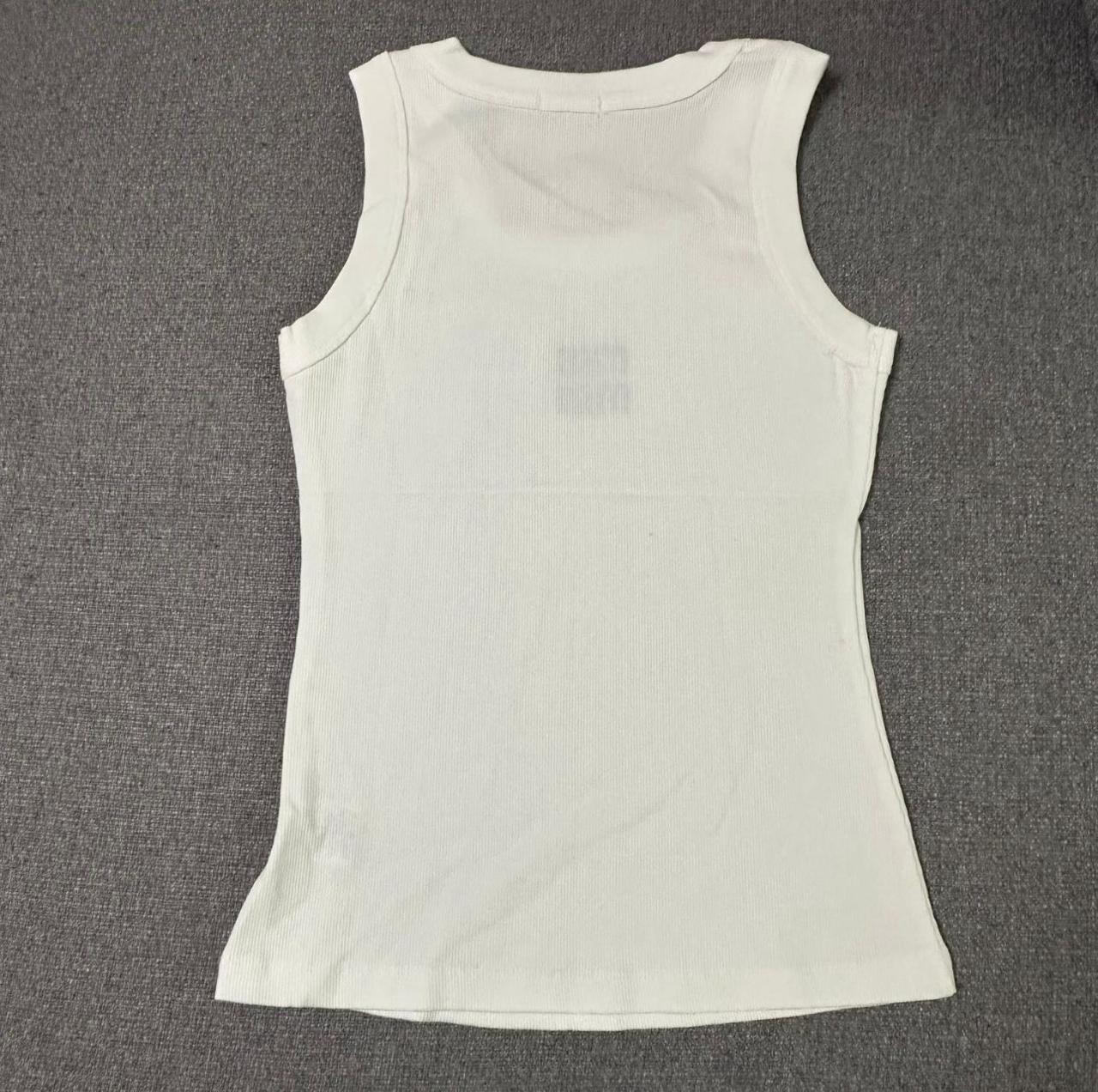 Miu Miu White Ribbed Tank Top with Embroidered Logo thumbnail 2