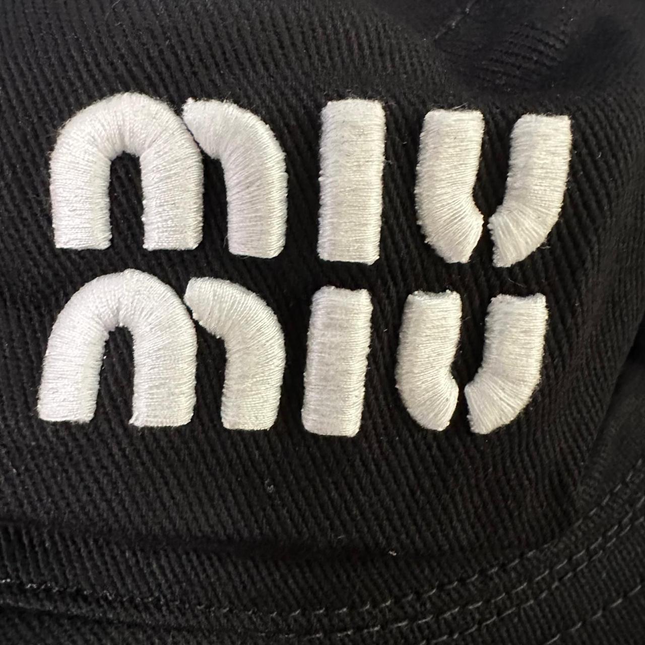 Miu Miu Black Cotton Bucket Hat with Embroidered Logo thumbnail 2