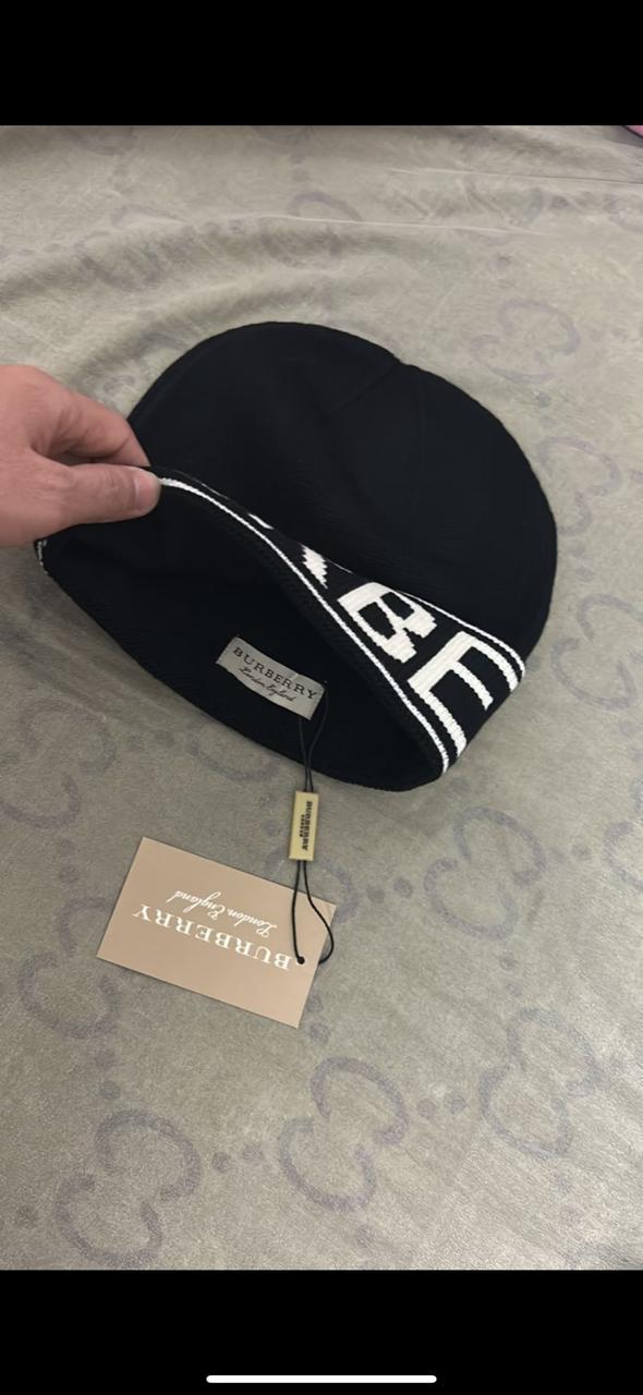 Burberry Black Knit Beanie with Logo thumbnail 2
