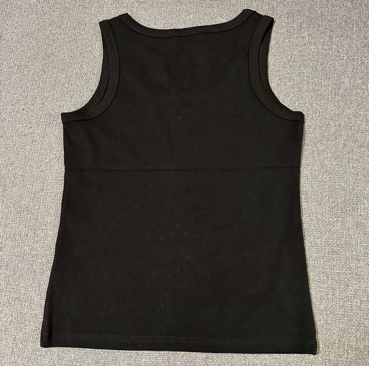Prada Black Ribbed Tank Top with Triangle Logo thumbnail 3