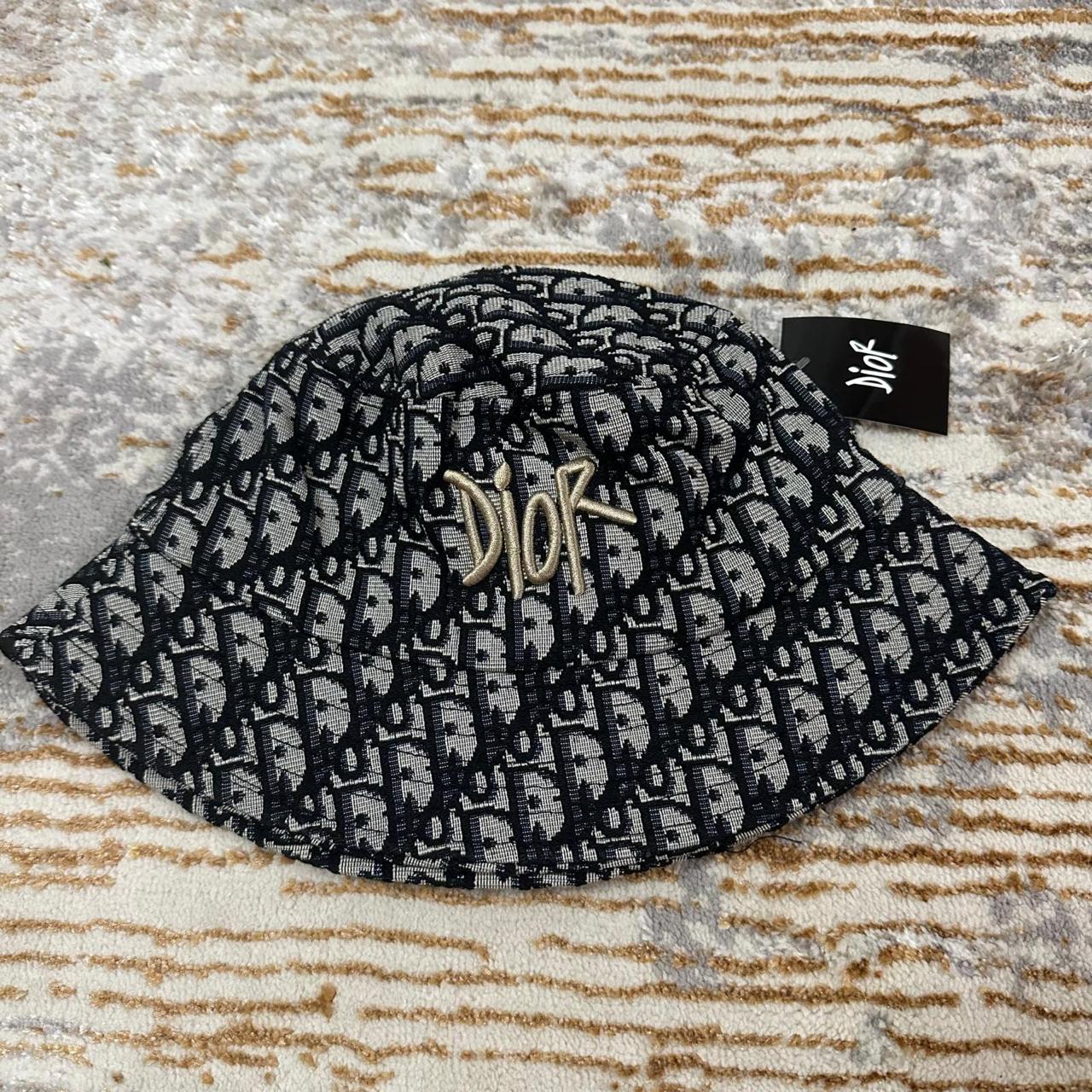 Dior Black Oblique Bucket Hat with Embroidered Logo thumbnail 3