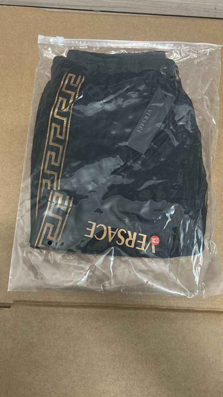 Versace Black Greca Border Swim Shorts with Embroidered Logo thumbnail 3