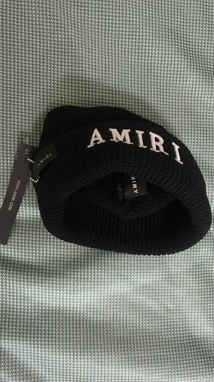 Amiri Black Knit Beanie with Embroidered Logo thumbnail 3