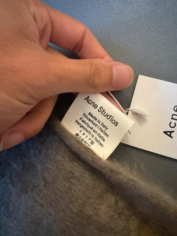 Acne Studios Orange and Brown Checked Mohair Scarf thumbnail 3