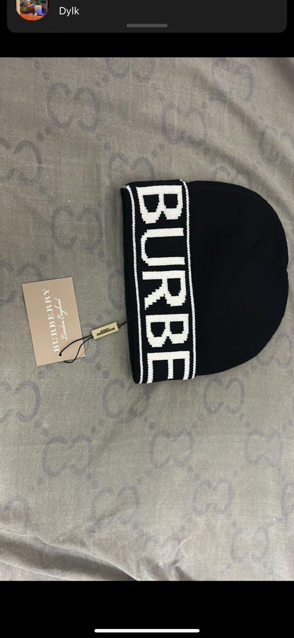 Burberry Black Knit Beanie with Logo thumbnail 3