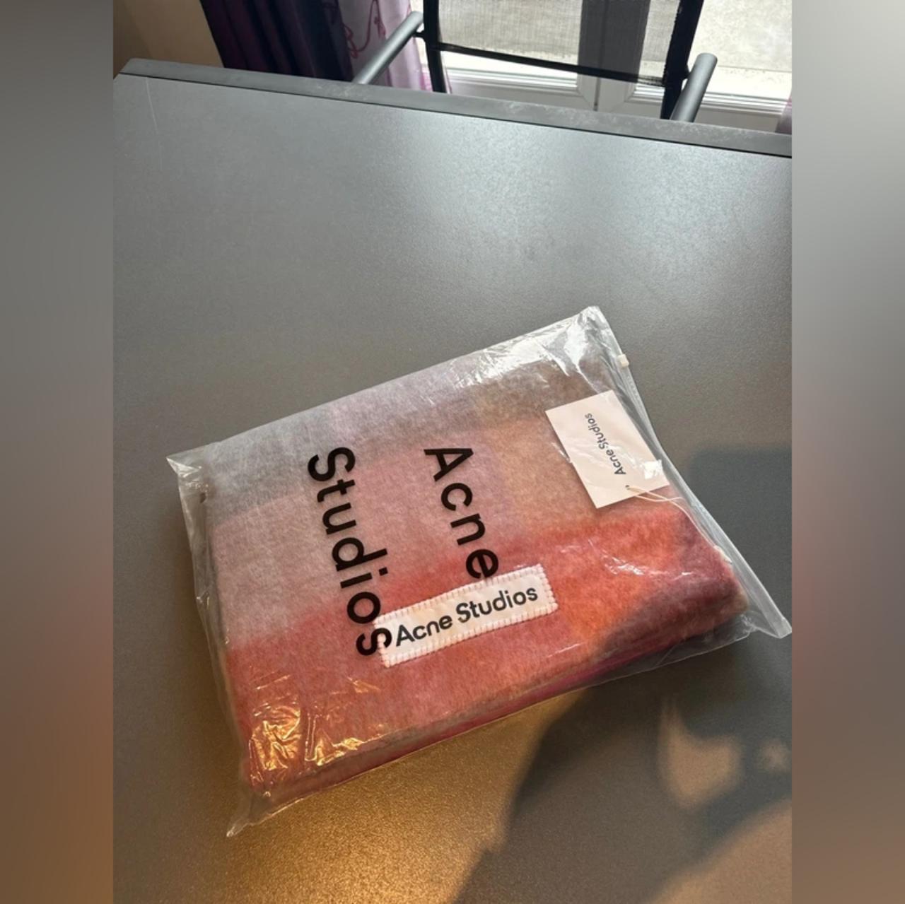 Acne Studios Pink and Orange Checked Mohair Scarf thumbnail 4