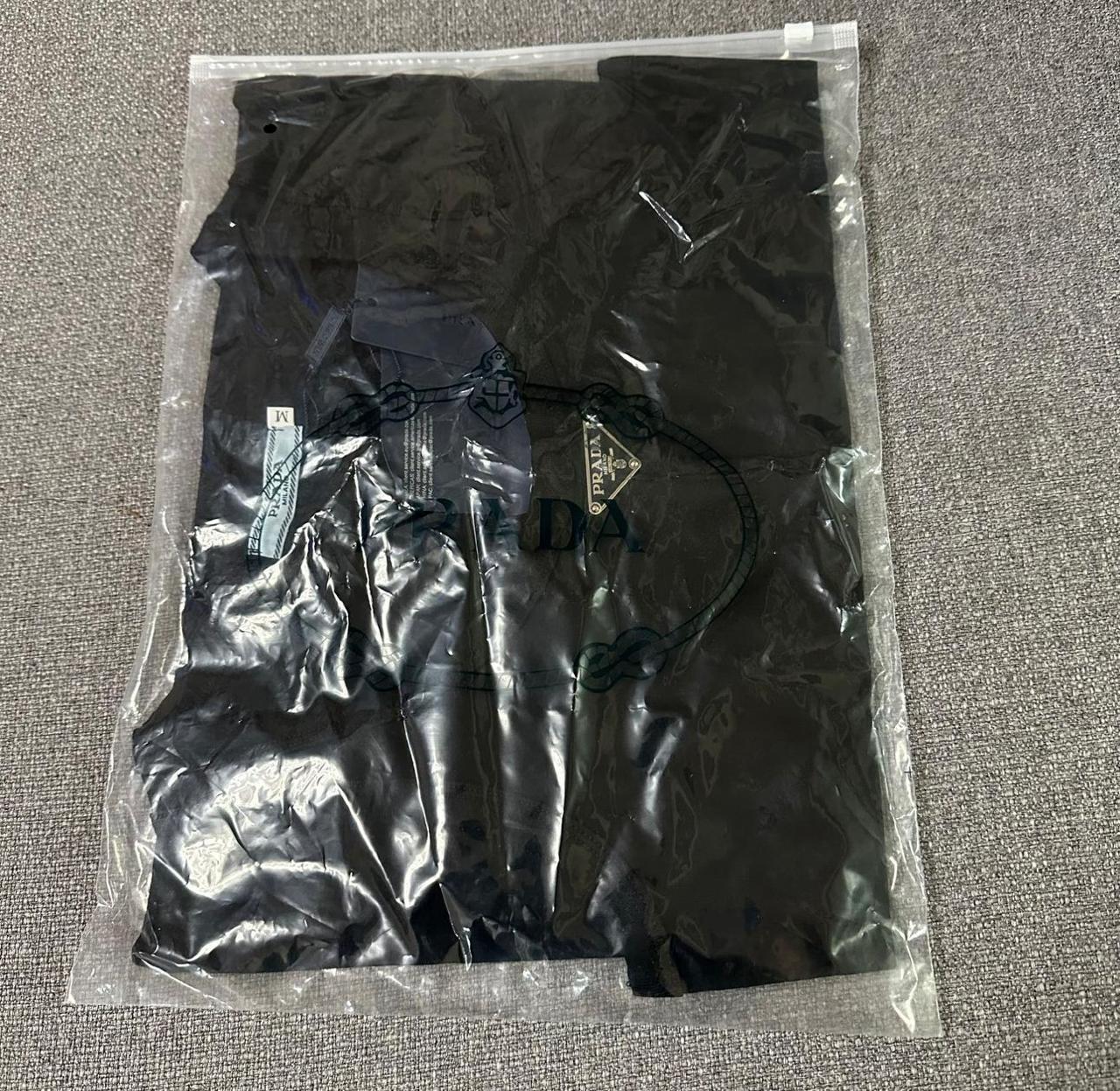 Prada Black Ribbed Tank Top with Triangle Logo thumbnail 4