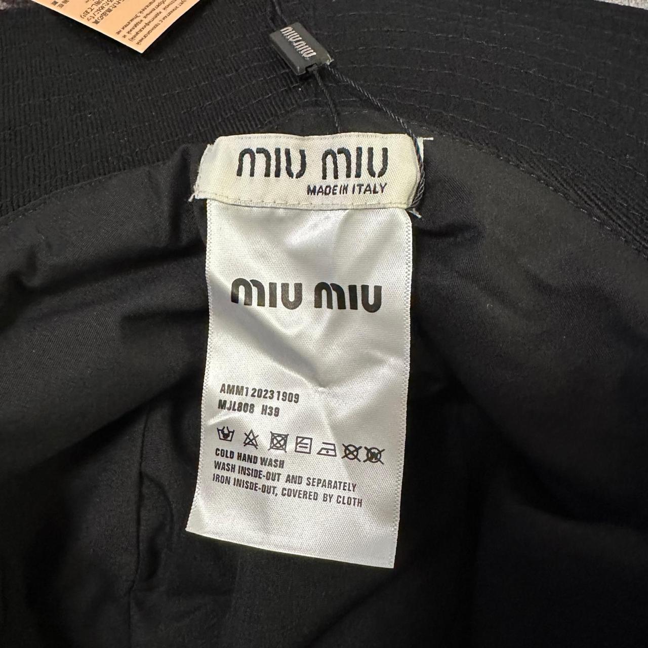 Miu Miu Black Cotton Bucket Hat with Embroidered Logo thumbnail 4