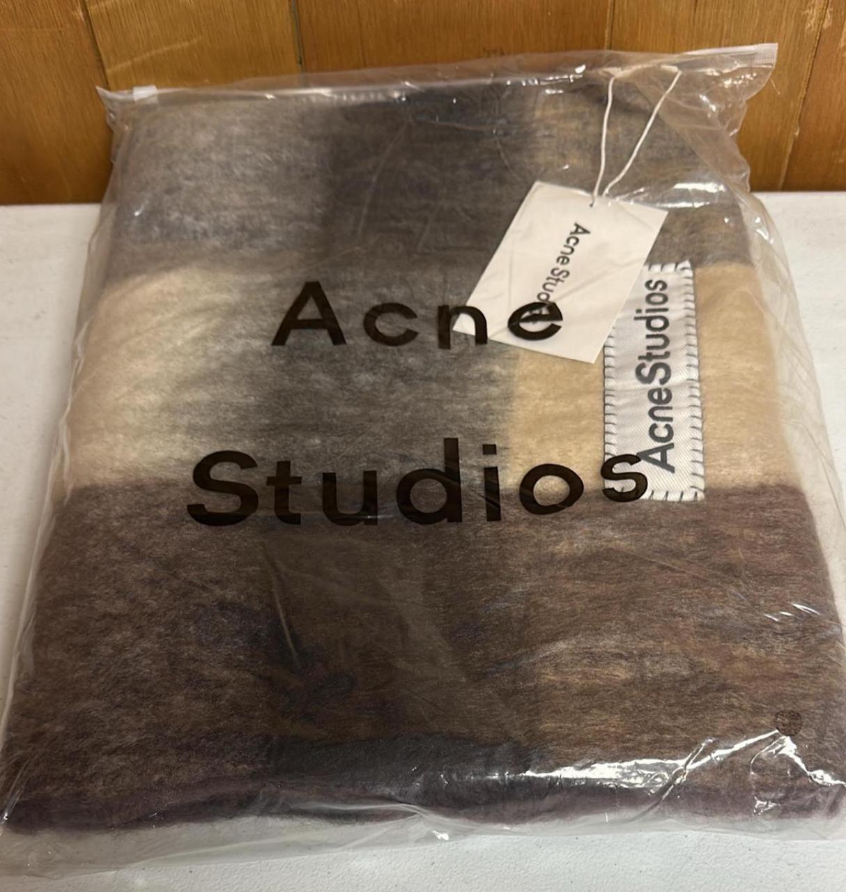 Acne Studios Brown Checked Mohair Scarf thumbnail 5
