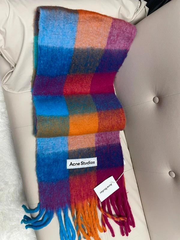 Acne Studios Multicolor Checked Alpaca Scarf thumbnail 5