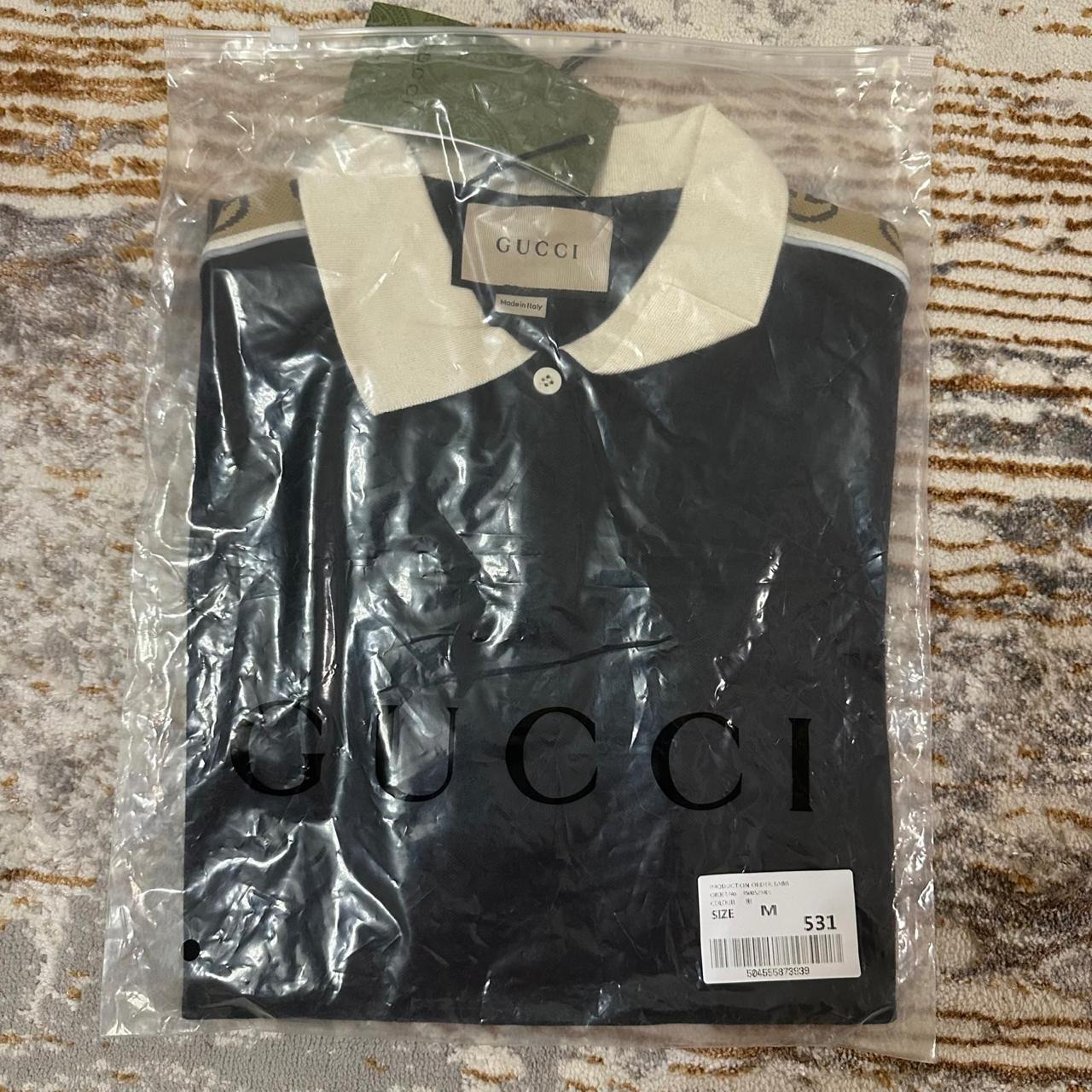 Gucci Black Cotton Polo Shirt with Interlocking GG Trim thumbnail 5