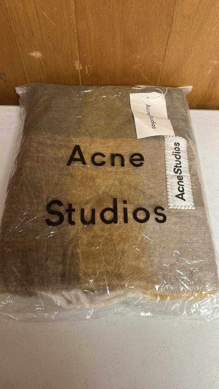 Acne Studios Orange and Brown Checked Mohair Scarf thumbnail 6