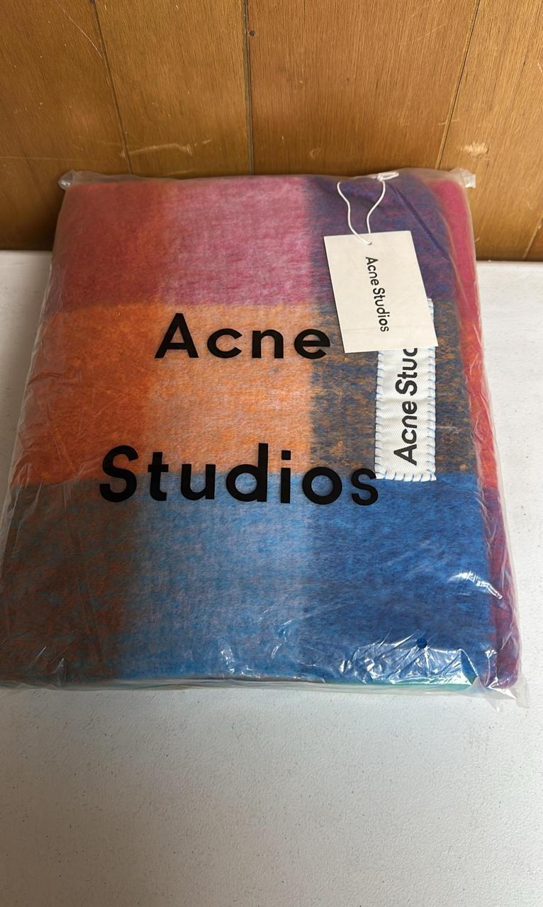 Acne Studios Multicolor Checked Alpaca Scarf thumbnail 6